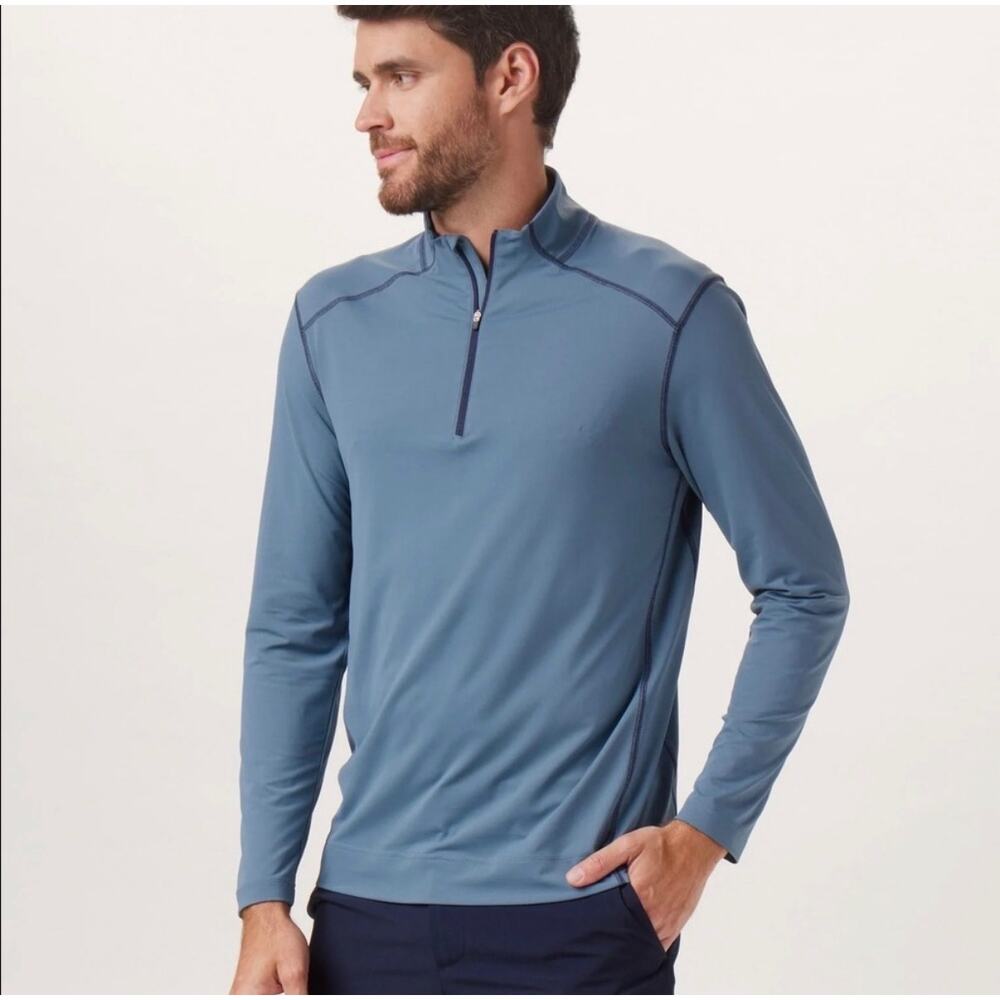 The Normal Brand Blue Seam Performance 1/2 Zip Athlesuire Activewear | Sz Small - Picture 3 of 10
